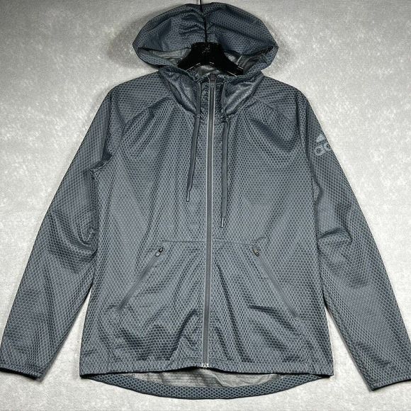 Adidas Climastorm Gray Ripstop Zip Storm-Fit Windbreaker Jacket Hooded Women’s S - Picture 1 of 13